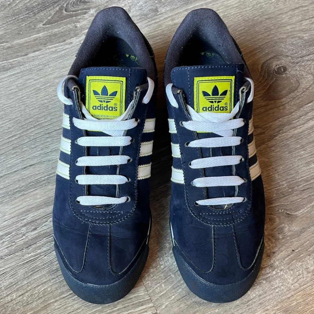 Adidas Samoa Navy Blue Lime Green White Walking Sneakers G59814 Womens 7